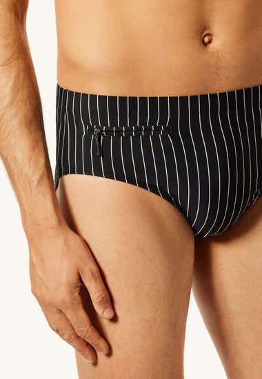 Schiesser Herren Badehose Slip Komfort schwarz 172774-000