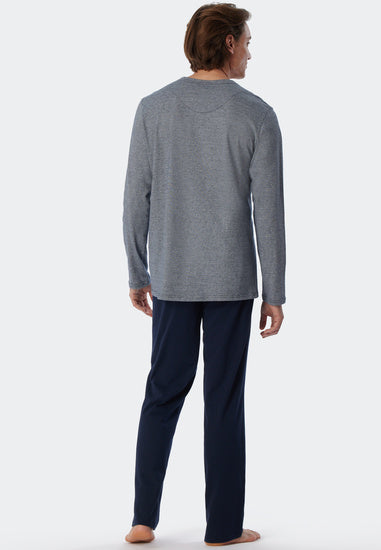 Schiesser Herren Schlafanzug lang blau 159630-800
