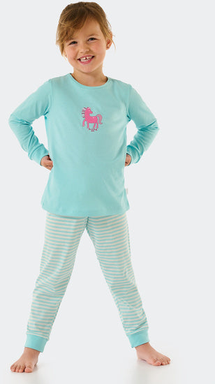 Schiesser Kleinkinder Mädchen Schlafanzug lang türkis 173858-807