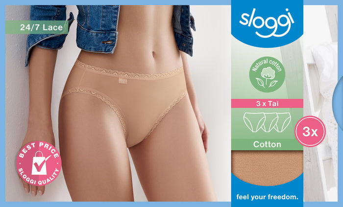 Sloggi 24/7 Cotton Lace Tai 3er Pack brush