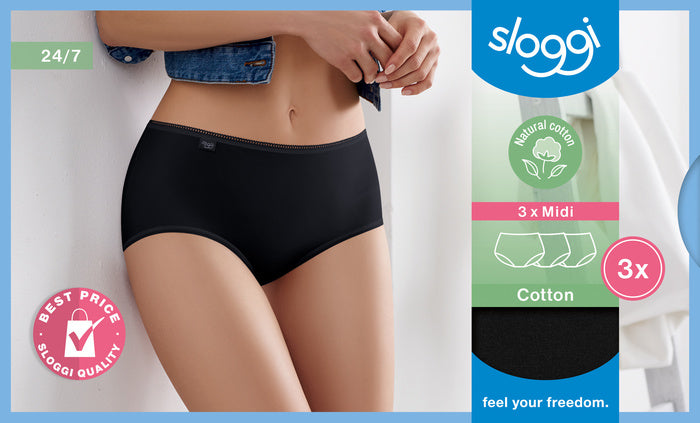 Sloggi 24/7 Cotton Midi 3er Pack black