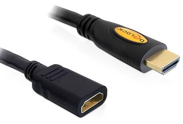 Delock High Speed HDMI-Kabel mit Ethernet gewinkelt A-A/Links Stecker-Stecker, 2m 