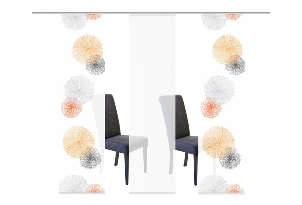 Home Wohnideen SCOPPIO 3er SET Dekostoff digitalbedruckt aus 245x60 cm orange Schiebevorhang