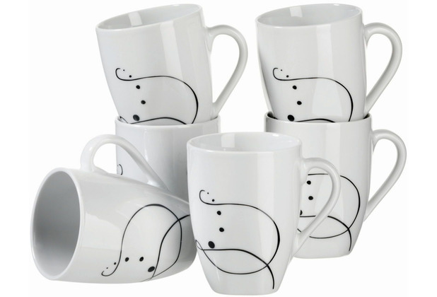 Mäser Chanson, Kaffeebecher, große Porzellan Tassen im 6-er Set | Tafelservice