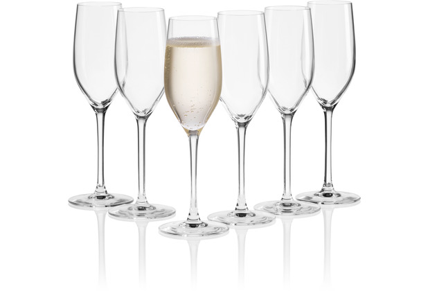 Mäser IL PREMIO Sektgläser 6er Set, Prosecco Gläser aus Kristallglas,  Kristallgläser für Schampus, Sekt, Champagner und Schaumwein, Sektglas mit  Moussierpunkt 17 cl Transparent