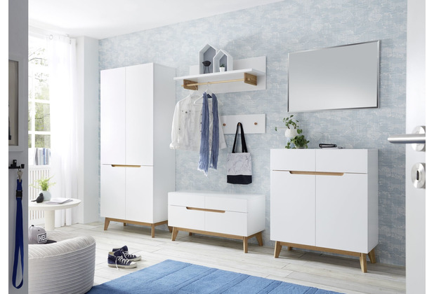 MCA furniture Cervo Garderobenpaneel weiß, Asteiche 97 x 35 x 32 cm