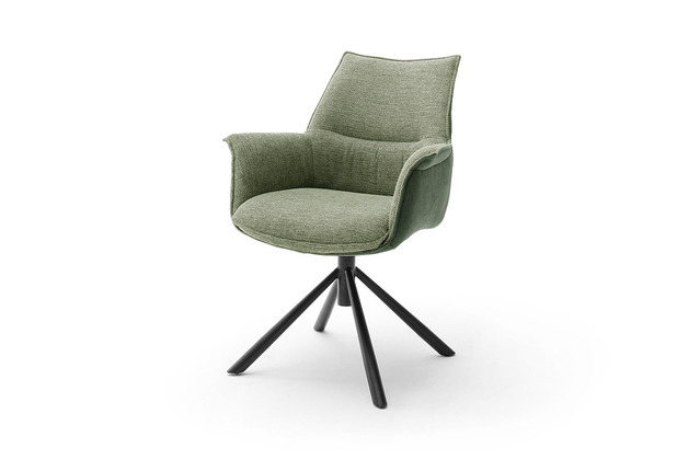 MCA furniture KONYA 4 Fuß Stuhl mit Armlehnen, 2er Set, olive