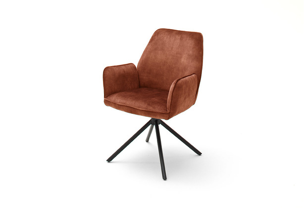 MCA furniture OTTAWA 4 Fuß Stuhl mit Armlehnen, 2er Set, rostbraun | Schalenstühle