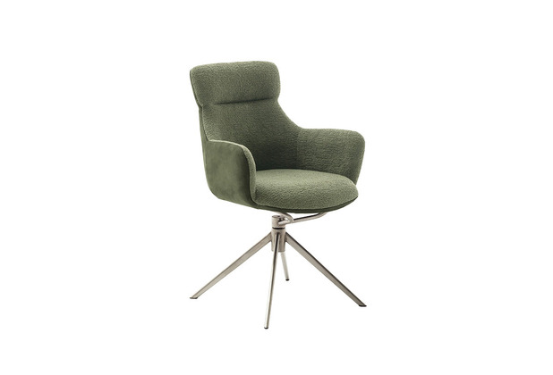 MCA furniture PELION Edelstahl Gestell gebürstet lackiert mit Armlehne, 2er  Set olive | Stühle
