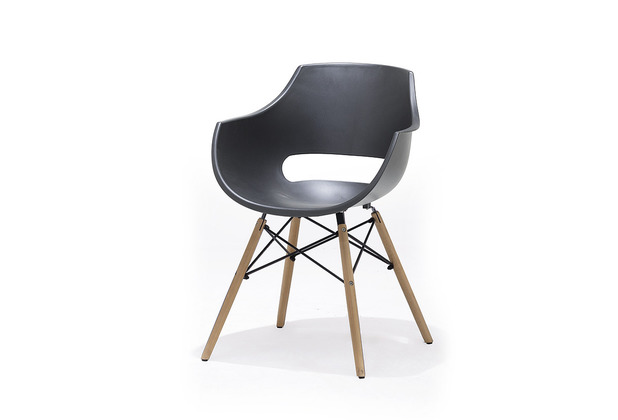 MCA furniture ROCKVILLE 4er Buche lackiert grau klar Massiv Schalenstuhl, Gestell Set