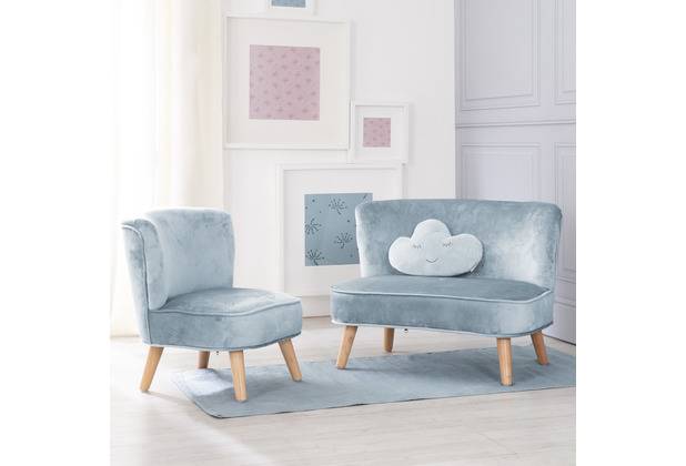 Roba Bundle hellblau/sky Sofa” Kindersessel in enthält Wolke „Lil Kindersofa, & Dekokissen