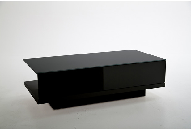 SalesFever Couchtisch 120x60x36 cm schwarz hochglanz lackiert, 8 mm  Glasplatte (Sicherheitsglas)
