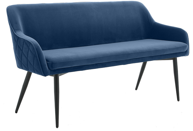 SalesFever Sitzbank 160 cm Samt Blau Samt (100% Polyester), Metall Blau,  Schwarz
