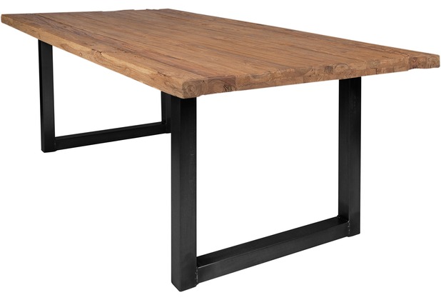 natur cm, recyceltes CO Gestell natur, Tisch Teak SIT schwarz 180x100 & TABLES Platte