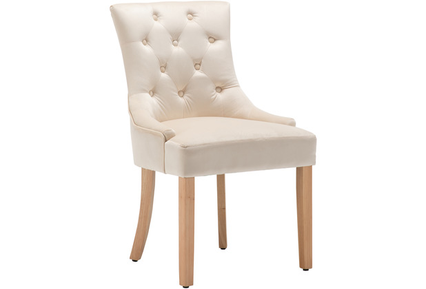 2er-Set SIT Bezug Bezug Stuhl, lackiert Beine natur Beine Samt, creme, Hevea,