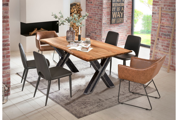 SIT TABLES & CO cm natur, Platte lackiert Gestell 180x100 Tisch klar used look