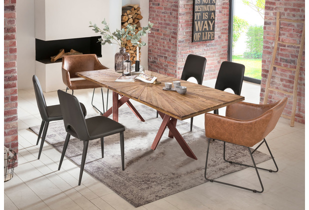 SIT TABLES & CO Tisch 200x100 cm Platte recyceltes Teak, Gestell antikbraun