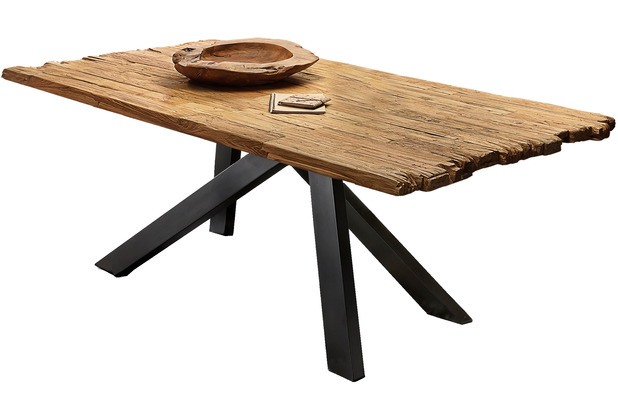 TABLES Platte SIT natur, 220x100 cm Gestell CO Tisch antikschwarz &