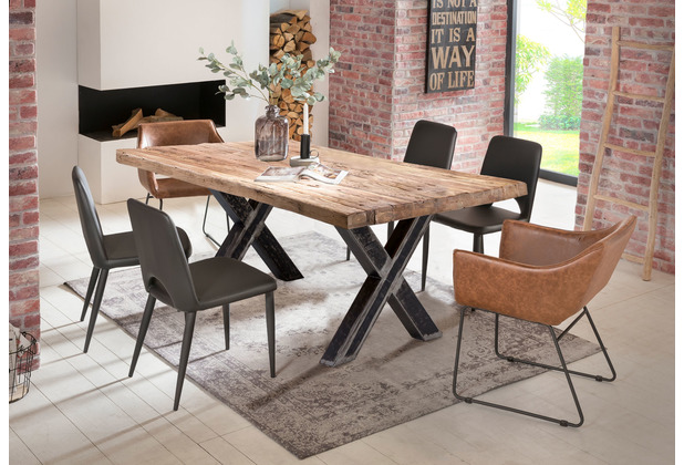 SIT TABLES & cm lackiert Gestell CO 220x100 Tisch Platte natur, klar look, used