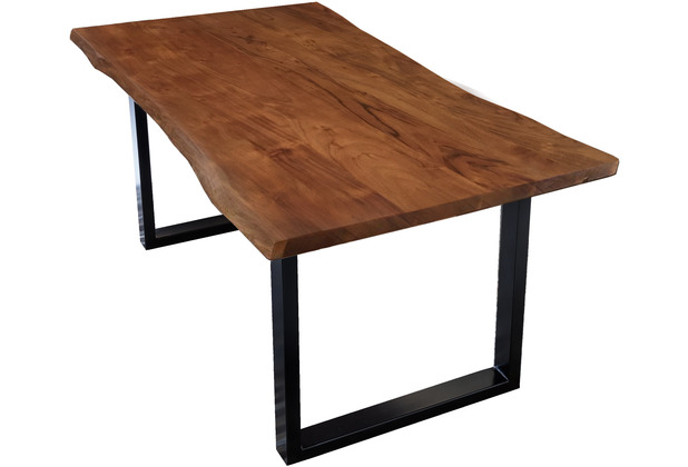 SIT TABLES & CO Tisch 120 x 80 cm, Platte 26 mm, nußbaumfarbig, Platte  nussbaumfarbig, Gestell schwarz lackiert