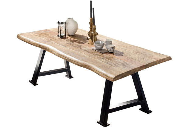 SIT TABLES & CO Tisch 200x100 cm Platte natur, Gestell antikschwarz | Esstische